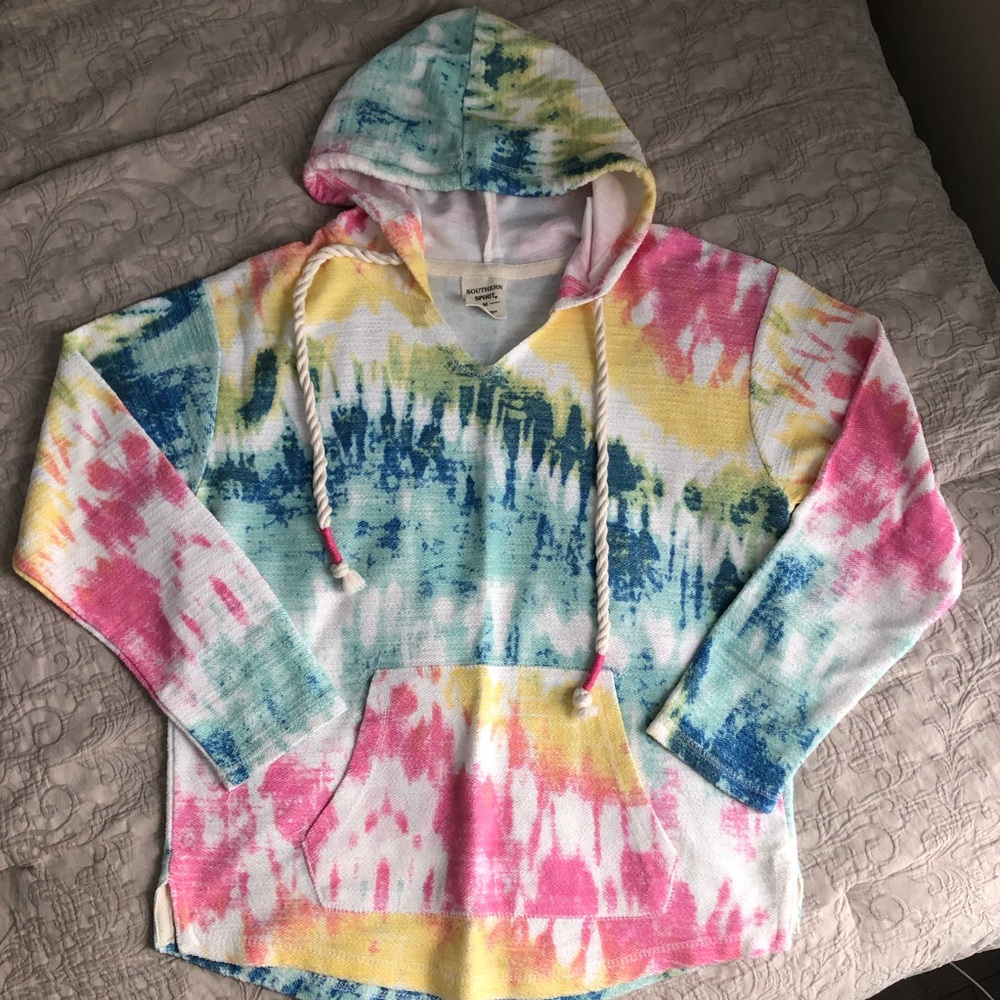 Pink and Yellow Tie-Dye Hoodie Sweatshirt
